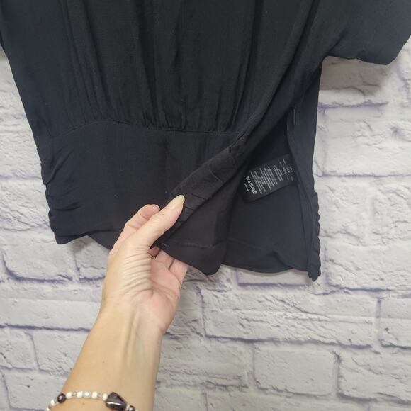 NWT Maeve Anthropologie Black Ruched Slouchy Blouse Size 0 Indie Boho Viscose - Picture 9 of 10